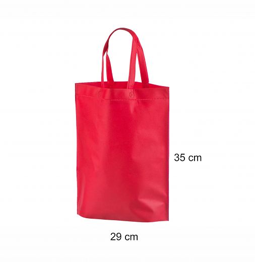 Punaiset non-woven-kassit painatuksella + k�tev� malli