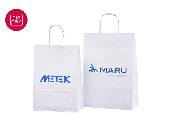 valkoinen tyylik�s ny�rik�densijallinen paperikassi logolla 