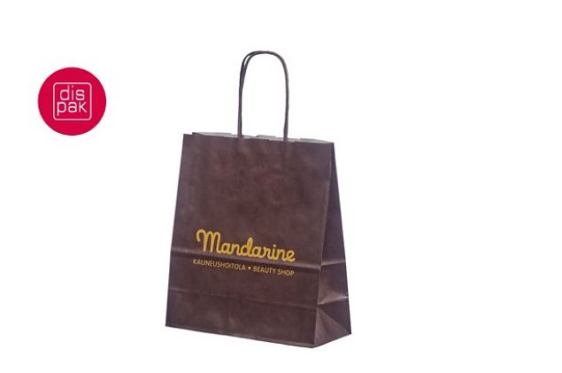m�rkebrune papirposer med trykk 
