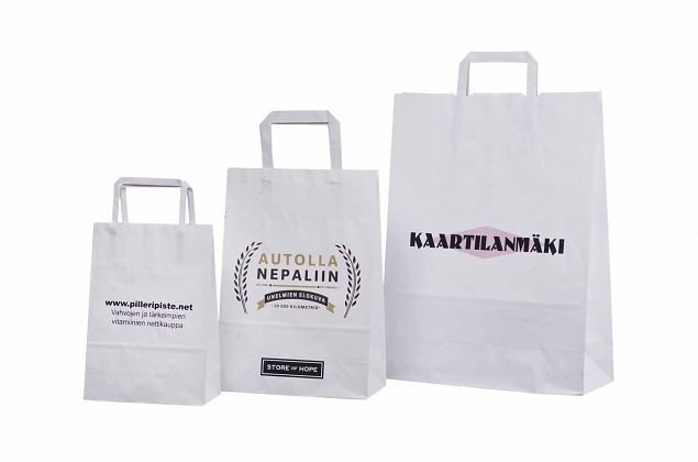 valkoiset litte�kannikkeiset paperikassit 