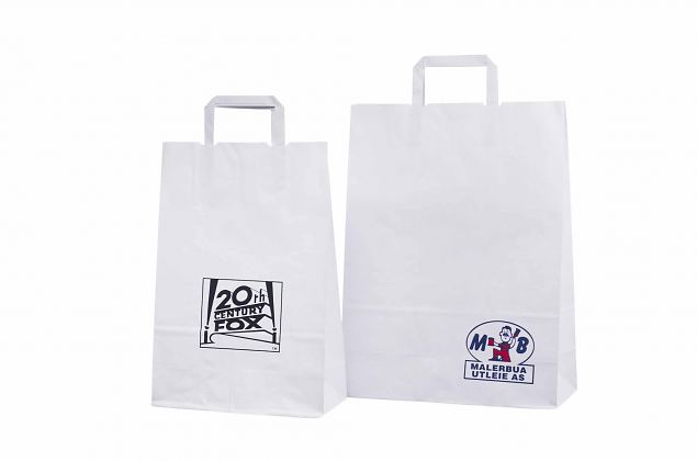 valkoinen litte�kannikkeinen paperikassi logolla 