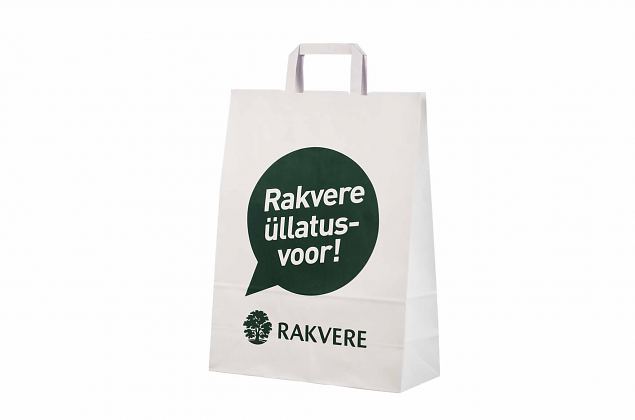 Elegantti ja hyvin suunniteltu valkoinen litte�kannikkeinen paperikassi. Valitse eri ko'oista. Saa