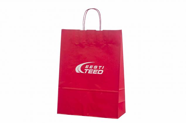 r�d papirspose med logo 