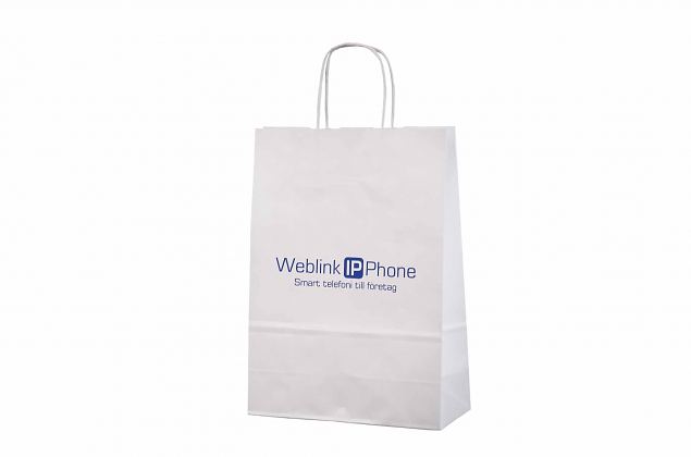 Snygg vit papperskasse i h�g kvalitet. Kan f�s med personligt tryck. Frakt till Sverige �r kostnad