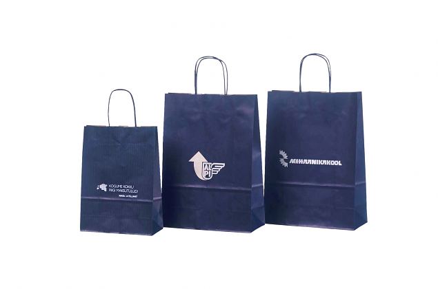 bl� papperskassar med logotyp 