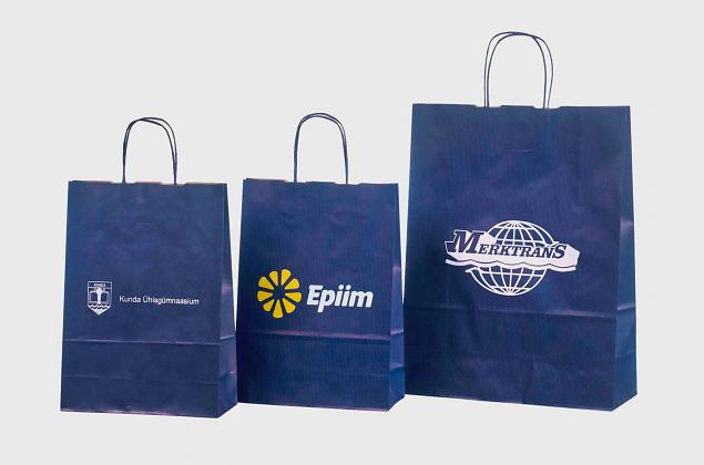 bl� papperskasse med personlig logotyp 