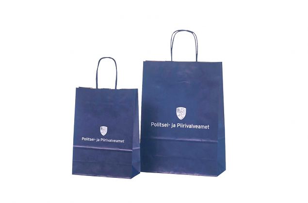 starka bl� papperskassar med tryck 