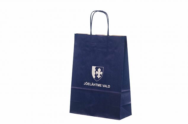 Elegant och v�ldesignad bl� papperskasse. V�lj mellan olika storlekar. Kan f�s med eller utan pers