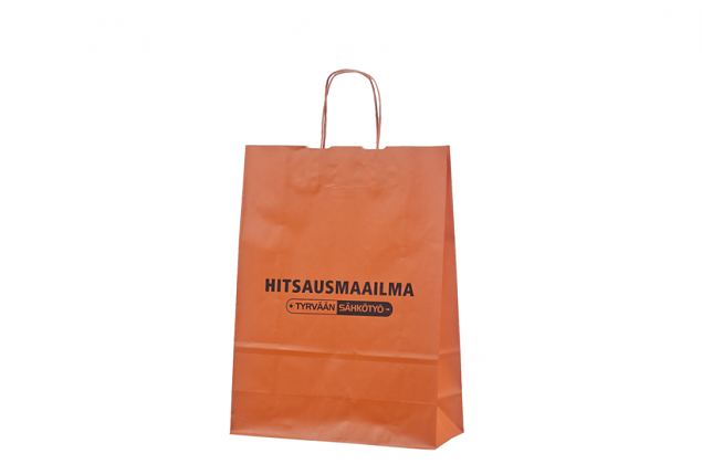 orangef�rgad papperskasse med logotyptryck 