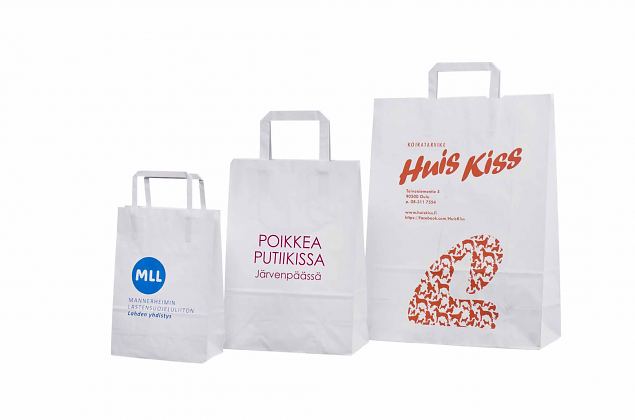 f�rdelaktiga vita papperskassar med tryck 