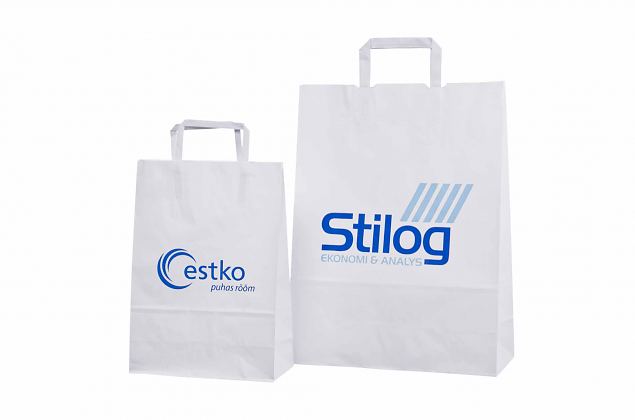 starka och f�rdelaktiga vita papperskassar med tryck 