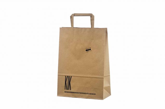 V�ldesignad ekologisk papperskasse med platta handtag i h�llbar kvalitet. Minsta orderantal med pe