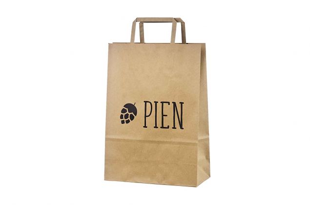 Kraftig och h�llbar ekologisk papperskasse med platta handtag. Kan skr�ddarsys med personlig logga