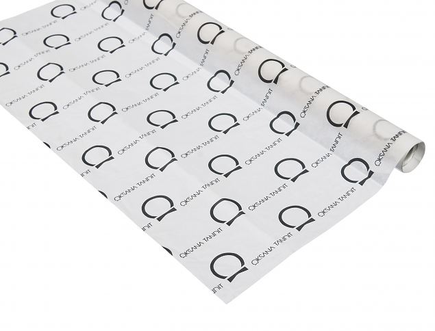 Silkepapir med trykk. Minstebestilling er 500 ark, men vi kan ogs� h�ndtere bestillinger p� opptil