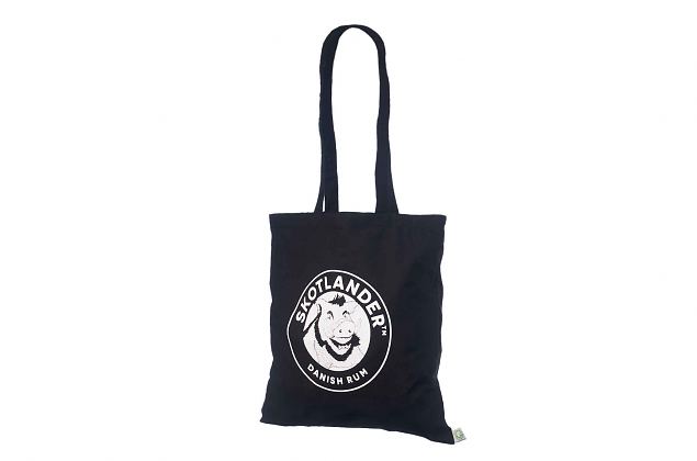 Veldesignede sort organisk bomuldspose i h�j kvalitet. Minimumordre p� bestillinger med personligt