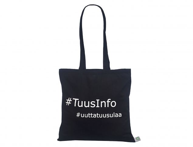 Kest�v�t ja hyv�nn�k�iset mustat ekologiset kangaskassit omalla logolla 