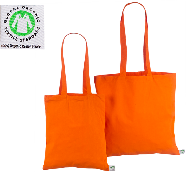 Orangef�rgade ekologiska tygkassar