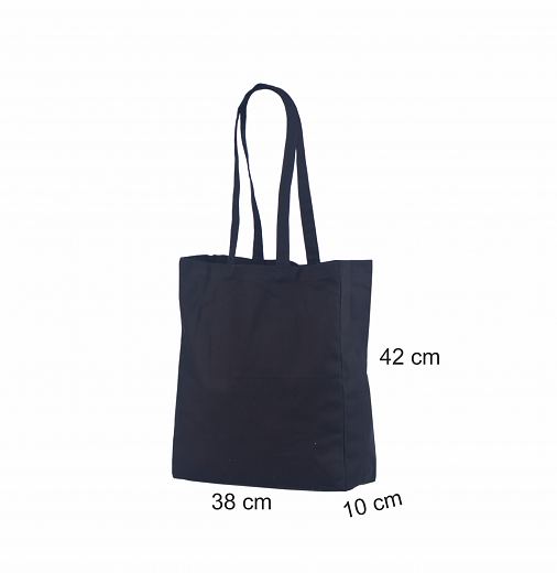 Musta leve�pohjainen kangaskassi pitkill� kannikkeilla 