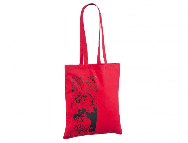 Punane pikkade sangadega v�rvi riidest ostukott 