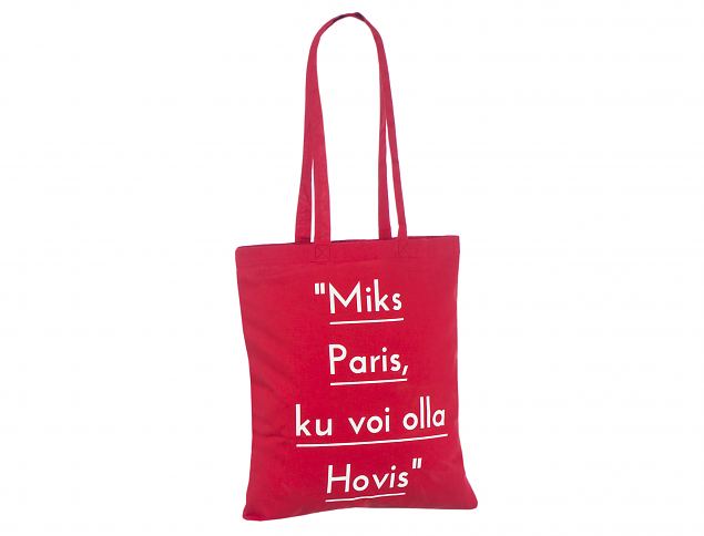 Punane riidest ostukott.Tr�kiga kottide miinumum kogus on 50 kotti. Riidest kottidele on v�imalik 