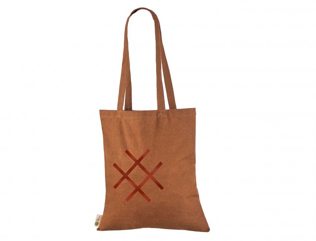 Vankka ja kest�v� ruosteenv�rinen kierr�tyspuuvillakassi. Voidaan r��t�l�id� omalla logolla. Mini