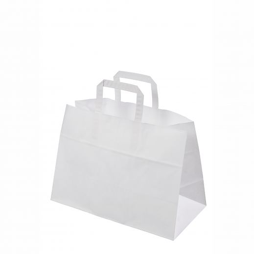 Valge take away paberkott m��tudega 35x17x24,5 cm