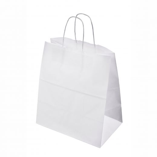 Valge take away paberkott m��tudega 32x19x34 cm