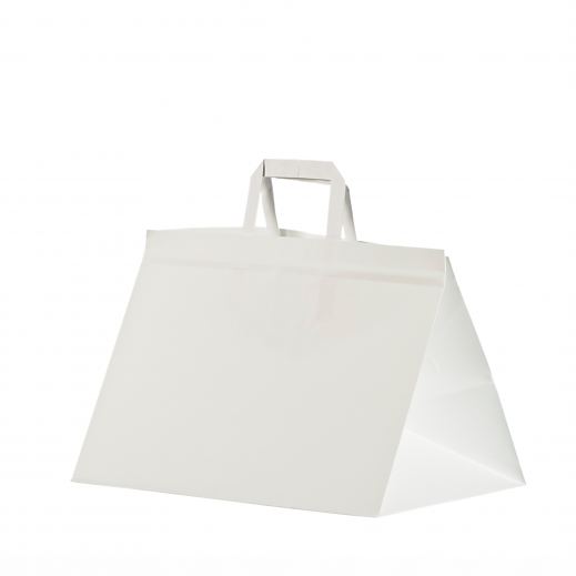 Valge take away paberkott m��tudega 35x23x25 cm