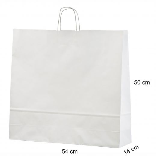 Valge paberkott m��tudega 54x14x50 cm