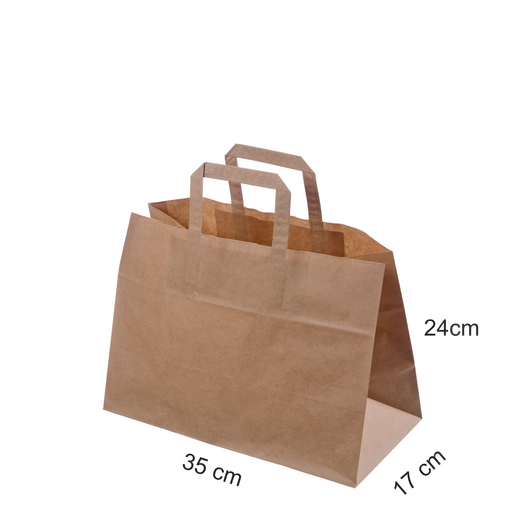 Ruskea litte�kahvallinen take away -kassi 35x17x24 cm