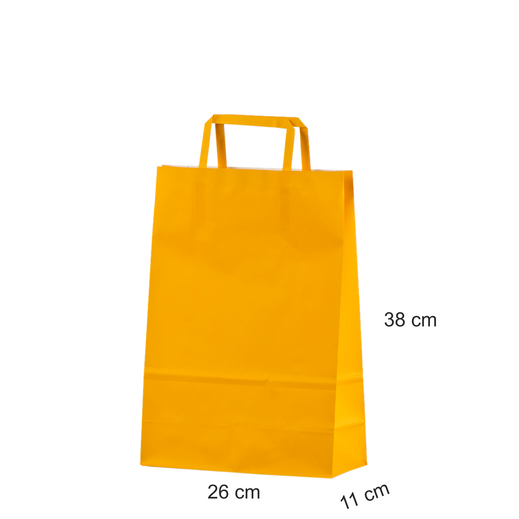 Oranssi litte�kahvallinen paperikassi 26x11x38 cm