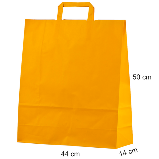 Oranssi litte�kahvallinen paperikassi 44x14x50 cm