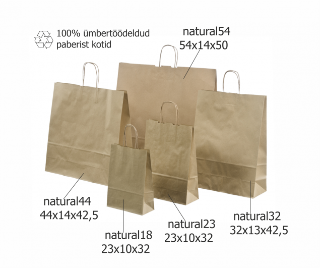 J�upaberist paberkotid. 100% �mbert��deldud paberist kotid.