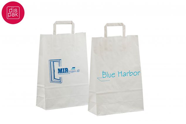 Valgetele lamedate sangadega paberkottidele saab tr�kkida rohkem kui 1 v�rviga logo 