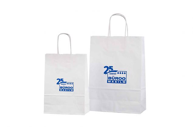 Reklaamkingituste pakkimiseks sobivad h�sti valged paberkottid, mis valmistatud tugevast kraftpabe