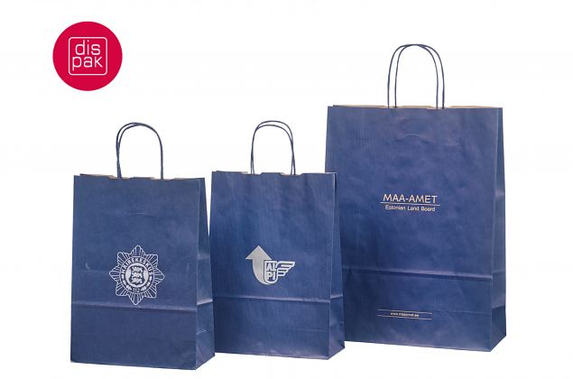 sinised paberkotid tr�kitud logoga 